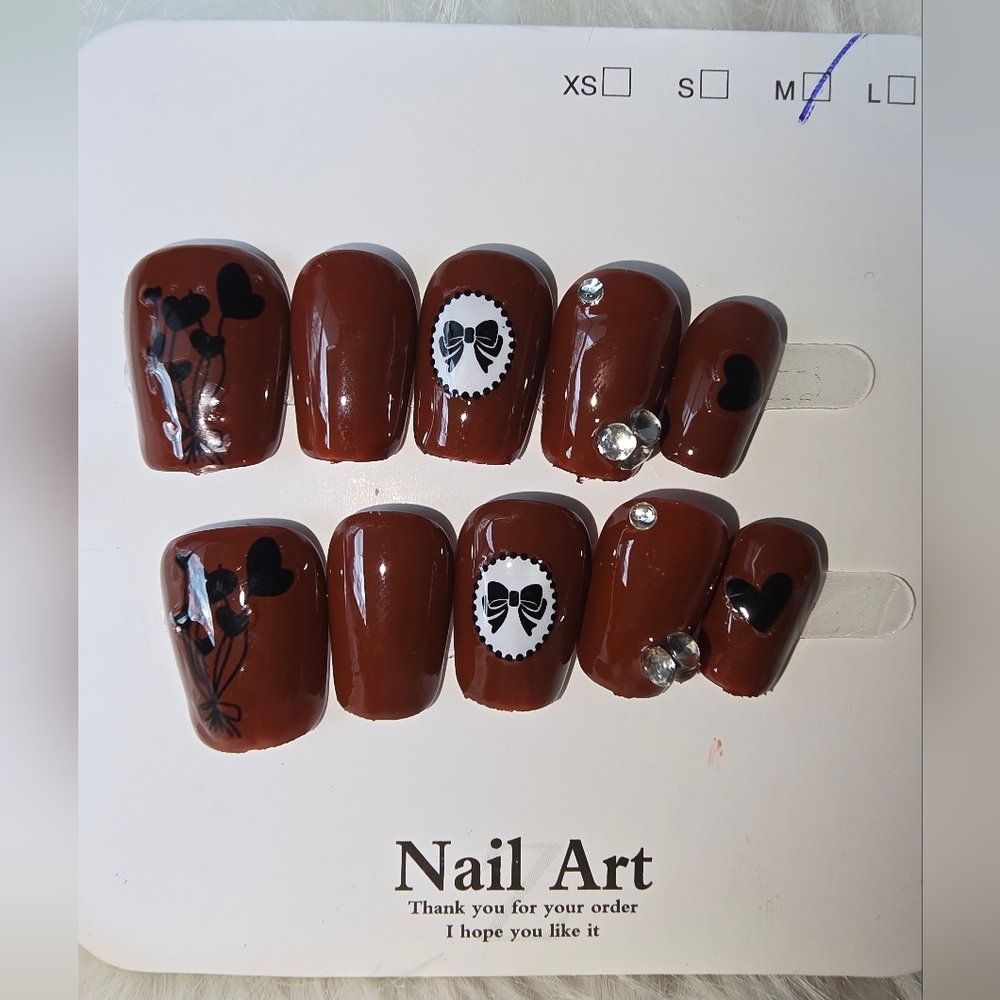 Handmade Brown Nail Set - Picture 2 of 4